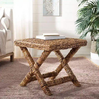 SAFAVIEH Suzette Natural Wicker x-Bench - 22 x 22 x 19.5 - 22Wx22Dx20H
