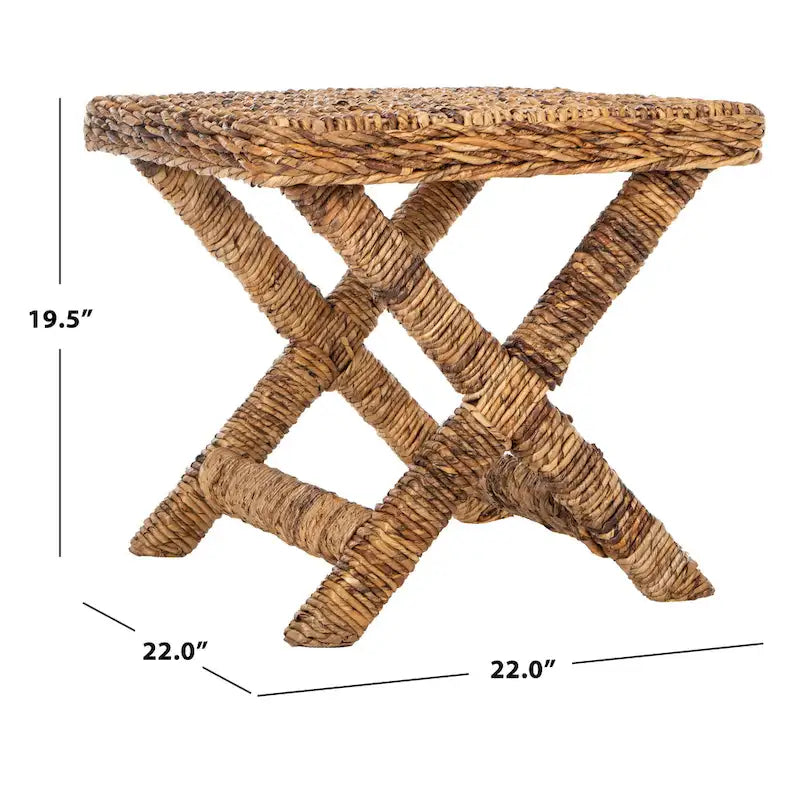 SAFAVIEH Suzette Natural Wicker x-Bench - 22 x 22 x 19.5 - 22Wx22Dx20H
