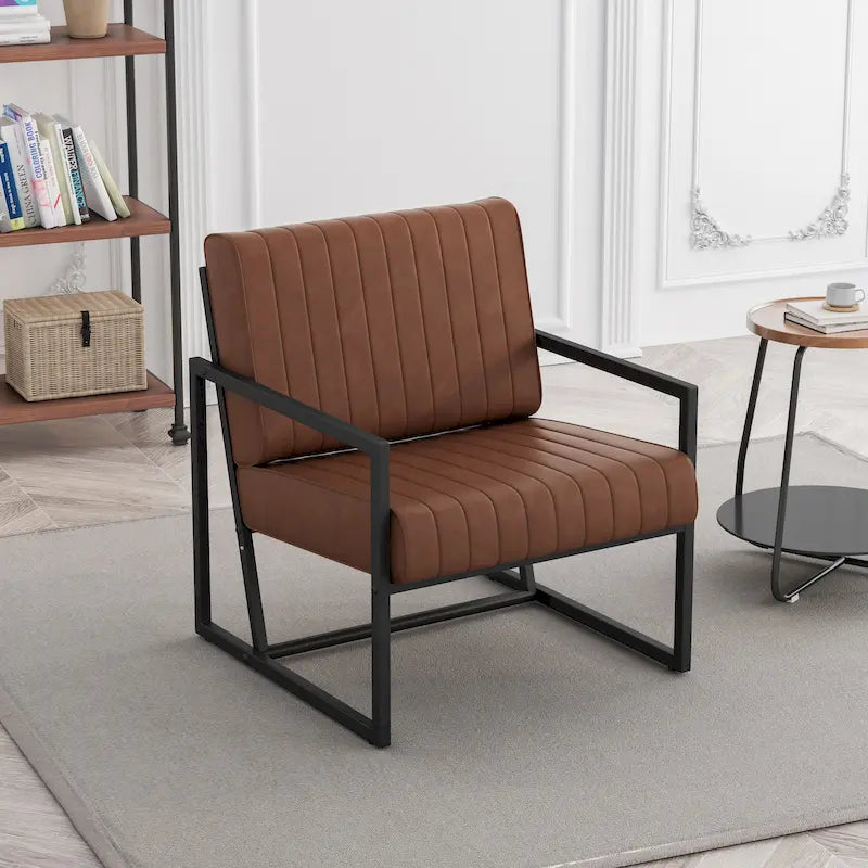 PU Leather Feature Armchair with Thick Padded Backrest