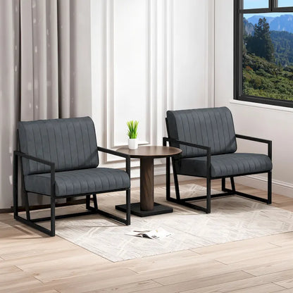 PU Leather Feature Armchair with Thick Padded Backrest