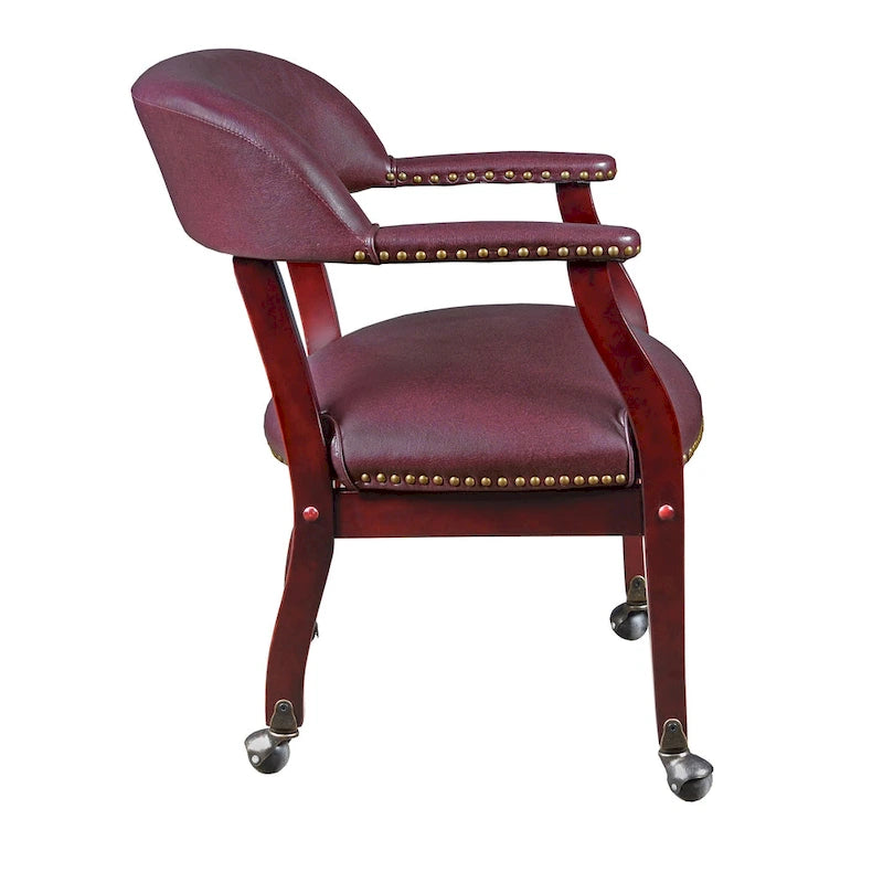 Irving Captain Chair with Casters- Burgundy