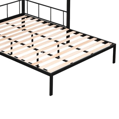 Metal Twin over Full Bunk with Shelves & Grid Panel/ Sturdy Metal Bed Frame Separated Full size Bed