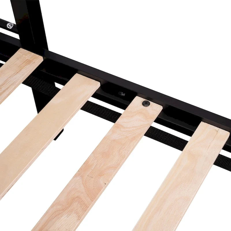 Metal Twin over Full Bunk with Shelves & Grid Panel/ Sturdy Metal Bed Frame Separated Full size Bed