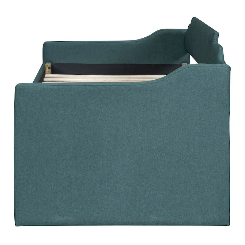 Twin Size Upholstered Daybed with Trundle and Three Drawers,Beige