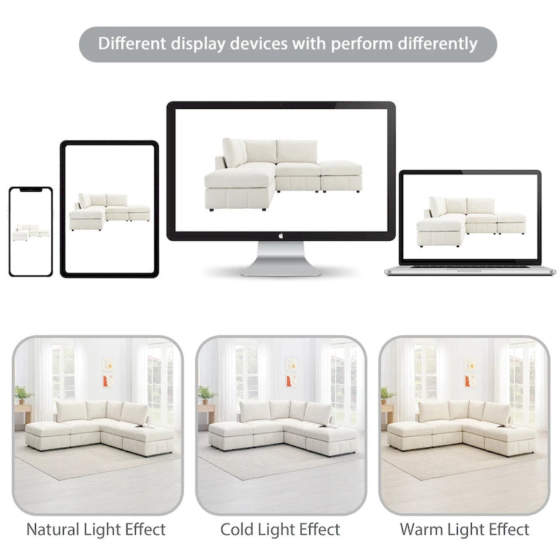 [VIDEO provided][New]93Modern Sectional Sofa with Vertical Stripes,5-Seat Armless Couch Set with Convertible Ottomans,Various C