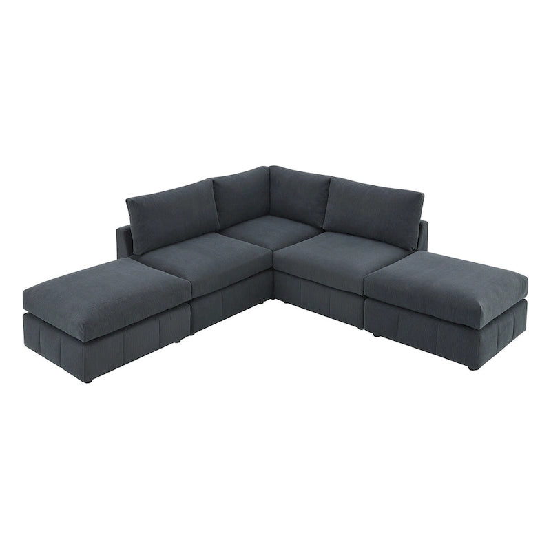 [VIDEO provided][New]93Modern Sectional Sofa with Vertical Stripes,5-Seat Armless Couch Set with Convertible Ottomans,Various C