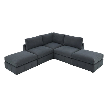 [VIDEO provided][New]93Modern Sectional Sofa with Vertical Stripes,5-Seat Armless Couch Set with Convertible Ottomans,Various C