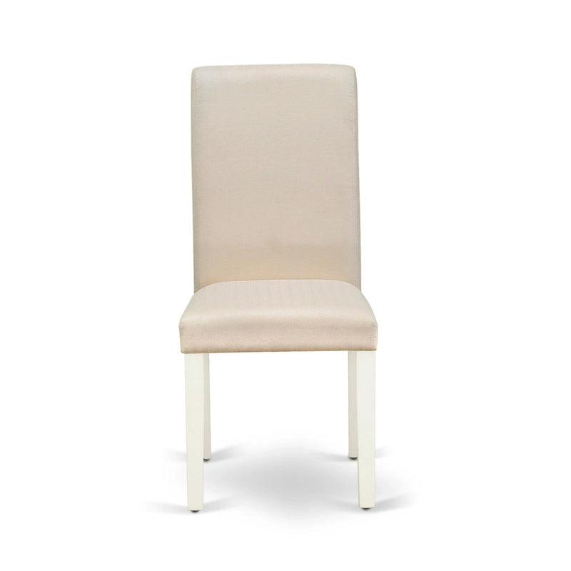 East West Furniture Kitchen Table Set- a Dining Table and Cream Linen Fabric Chairs, Linen White(Pieces Options)