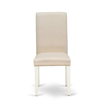 East West Furniture Kitchen Table Set- a Dining Table and Cream Linen Fabric Chairs, Linen White(Pieces Options)