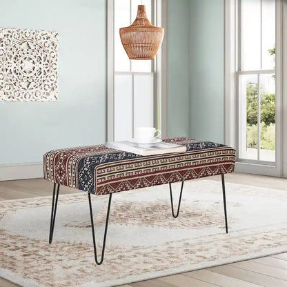 Adeco Bench Ottoman Fabric Rectangular Footrest Upholstered Bedroom