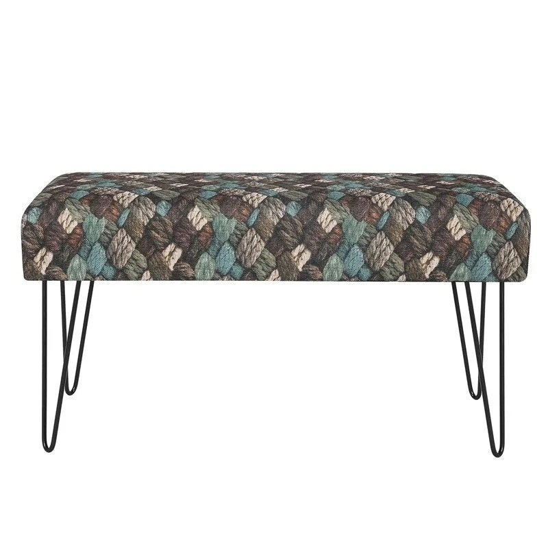 Adeco Bench Ottoman Fabric Rectangular Footrest Upholstered Bedroom