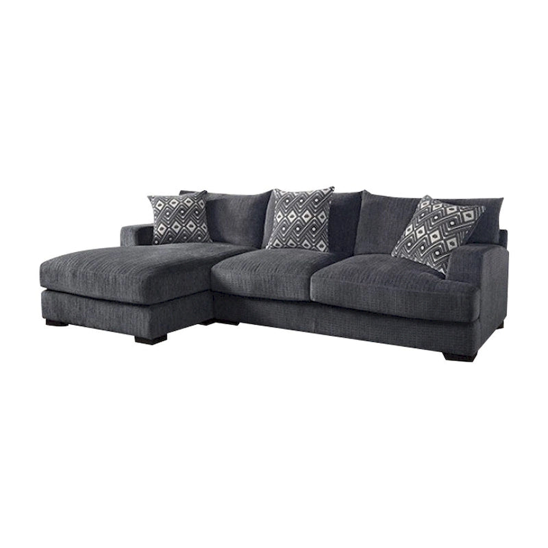 L-Shaped Chenille Upholstered Sectional Sofa in Gray