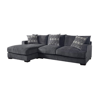 L-Shaped Chenille Upholstered Sectional Sofa in Gray
