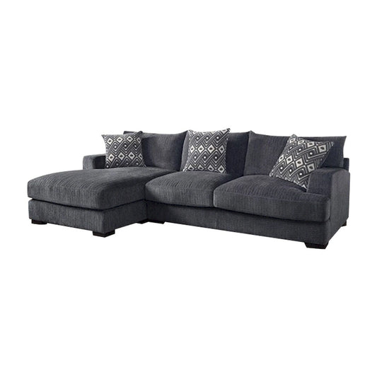 L-Shaped Chenille Upholstered Sectional Sofa in Gray
