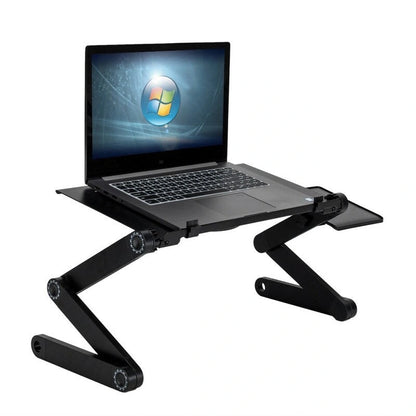 Adjustable Folding Laptop Desk for Bed Couch with Fan & Mouse Pad