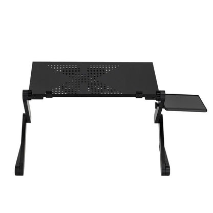 Adjustable Folding Laptop Desk for Bed Couch with Fan & Mouse Pad