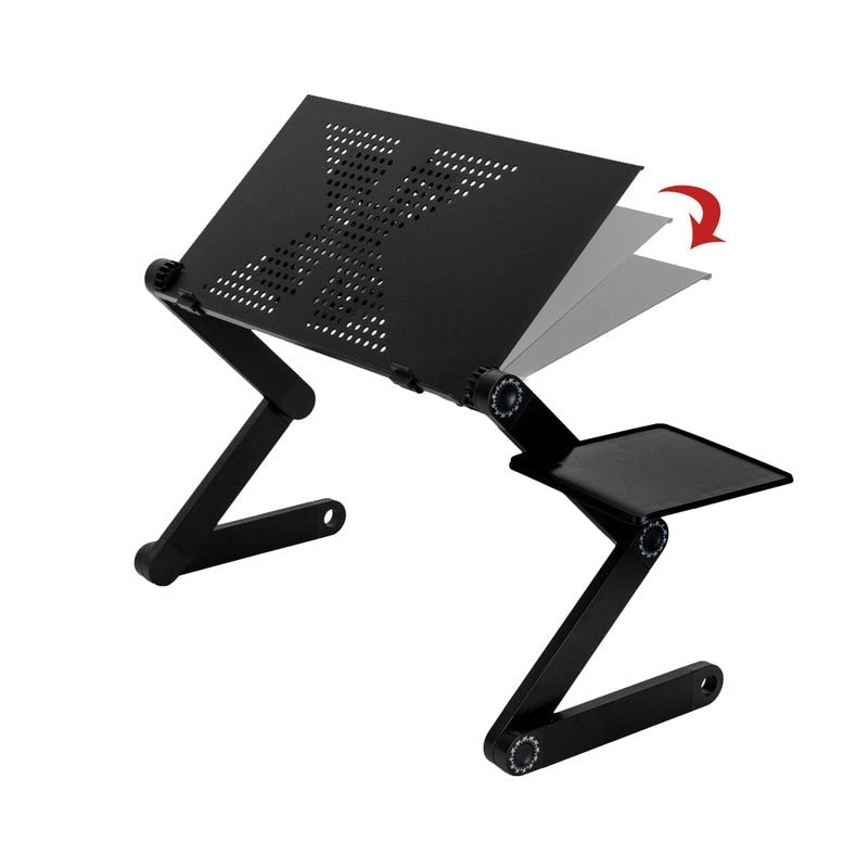 Adjustable Folding Laptop Desk for Bed Couch with Fan & Mouse Pad