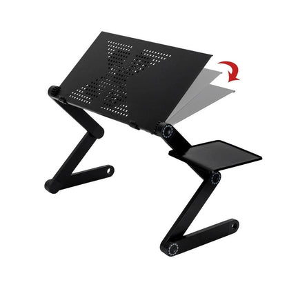 Adjustable Folding Laptop Desk for Bed Couch with Fan & Mouse Pad