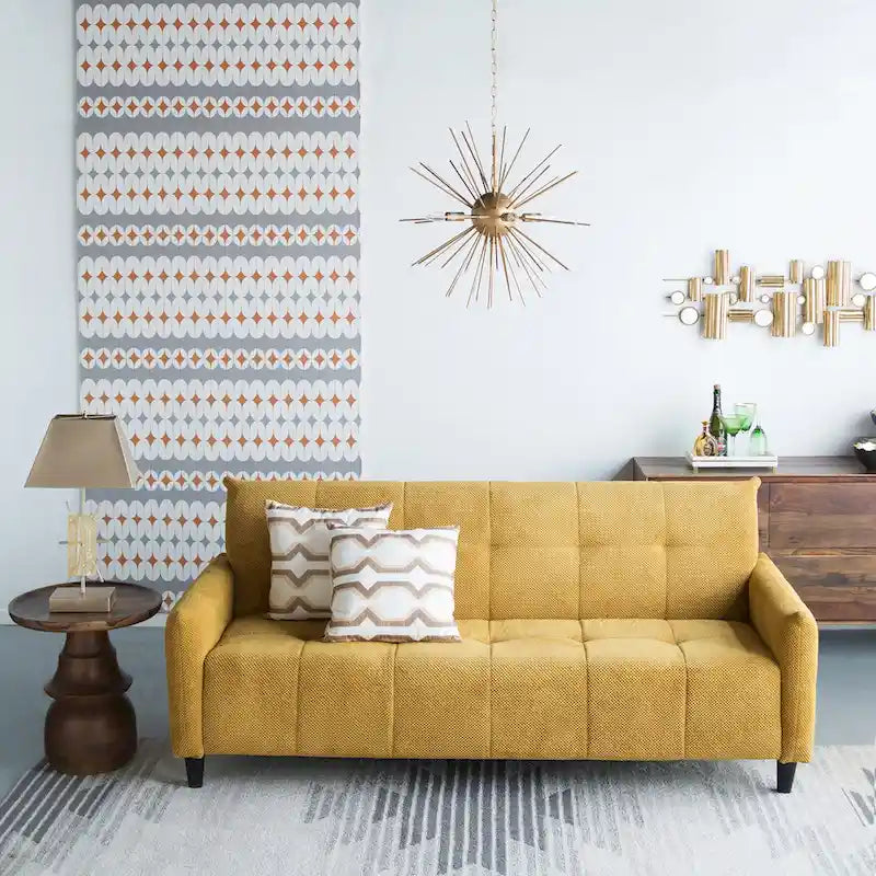 A&B Home 79-inch Mustard Large Biscuit Tufted Sofa Bed