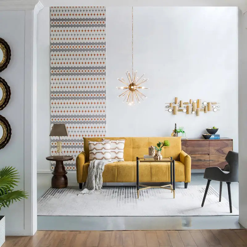 A&B Home 79-inch Mustard Large Biscuit Tufted Sofa Bed