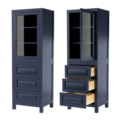 Daria Linen Tower with Cabinet Storage and 3 Drawers