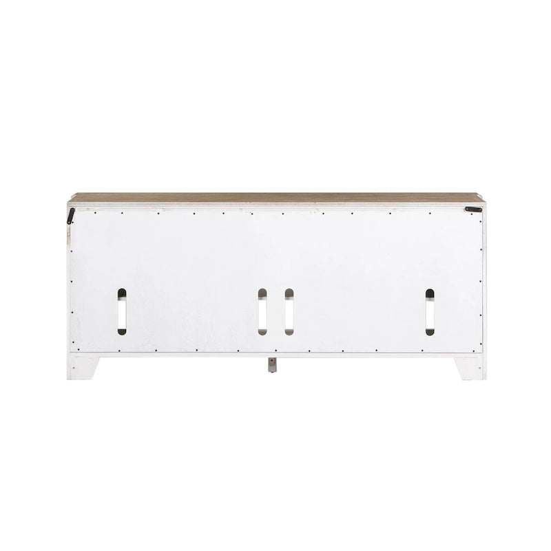 Magnolia Manor Antique White & Weathered Bark Entertainment TV Stand - 73 Wide