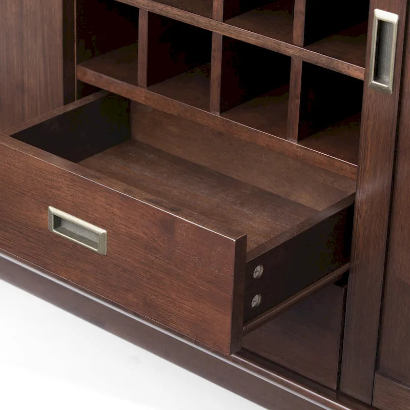 WYNDENHALL Tierney SOLID HARDWOOD 54 inch Wide Mid Century Modern Sideboard Buffet and Winerack - 54 W x 17 D x 36 H