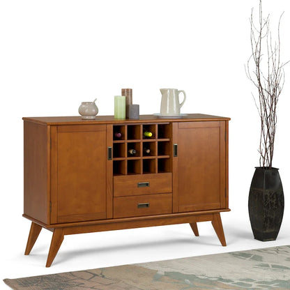 WYNDENHALL Tierney SOLID HARDWOOD 54 inch Wide Mid Century Modern Sideboard Buffet and Winerack - 54 W x 17 D x 36 H