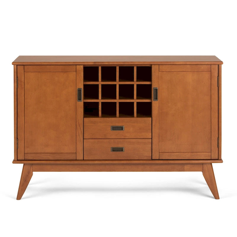 WYNDENHALL Tierney SOLID HARDWOOD 54 inch Wide Mid Century Modern Sideboard Buffet and Winerack - 54 W x 17 D x 36 H