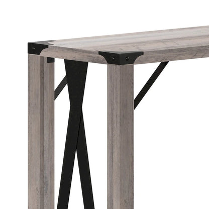 2-Tier Console Table with Metal Side Braces and Corner Caps