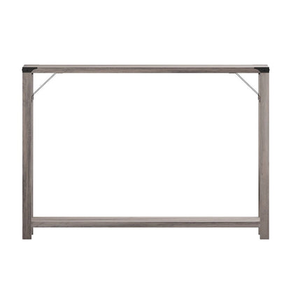 2-Tier Console Table with Metal Side Braces and Corner Caps
