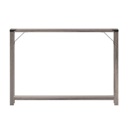 2-Tier Console Table with Metal Side Braces and Corner Caps