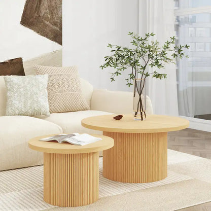 Round Wood Coffee Table Circle Pedestal Table