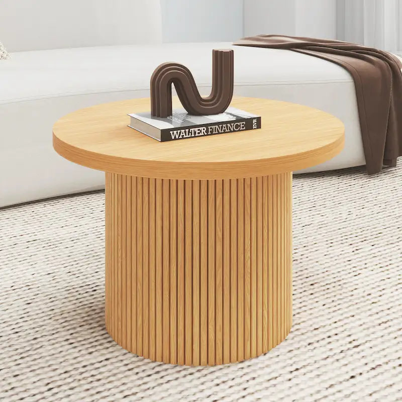 Round Wood Coffee Table Circle Pedestal Table