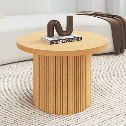 Round Wood Coffee Table Circle Pedestal Table