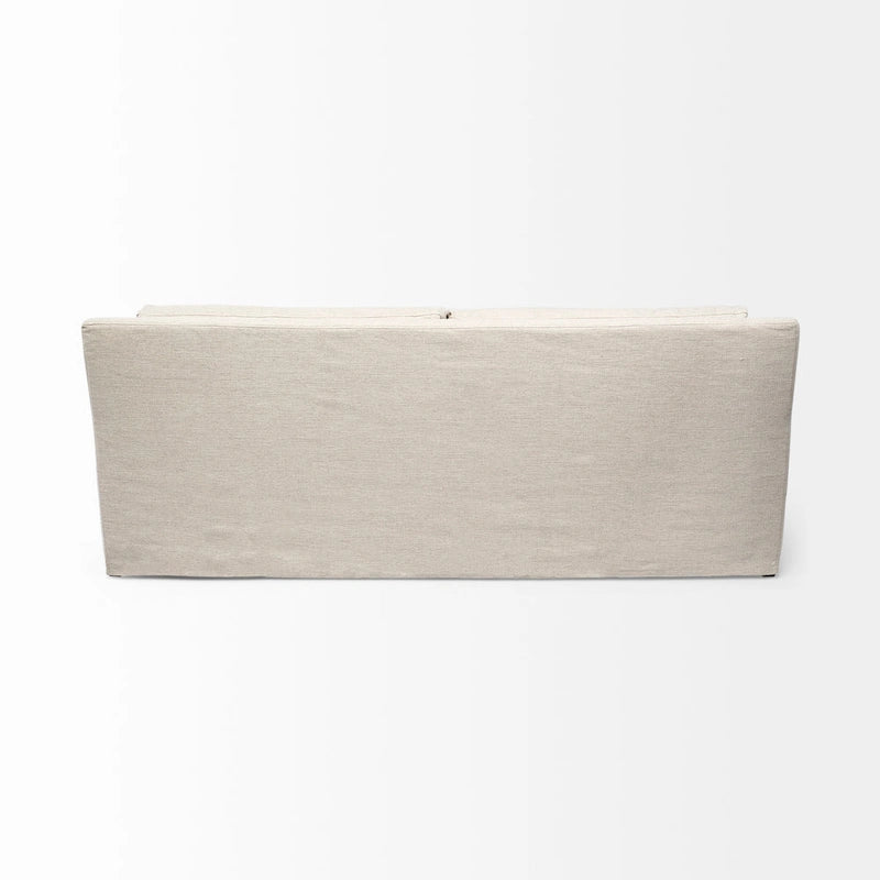 Denly Beige Fabric Slipcover w/ Double Stacked Back Cushions Sofa - 92.5W x 38.2D x 34.5H