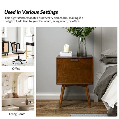 Isabel Mid-Century 2 - Drawer Wood Nightstand by HULALA HOME