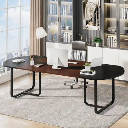 70.86 Modern Oval Curved Executive Computer Desk for Home Office