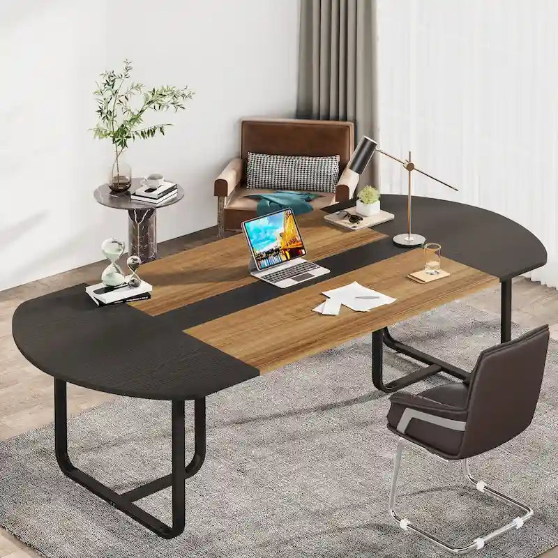 70.86 Modern Oval Curved Executive Computer Desk for Home Office