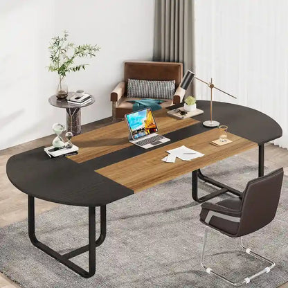 70.86 Modern Oval Curved Executive Computer Desk for Home Office