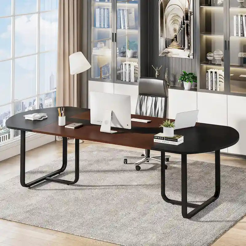 70.86 Modern Oval Curved Executive Computer Desk for Home Office