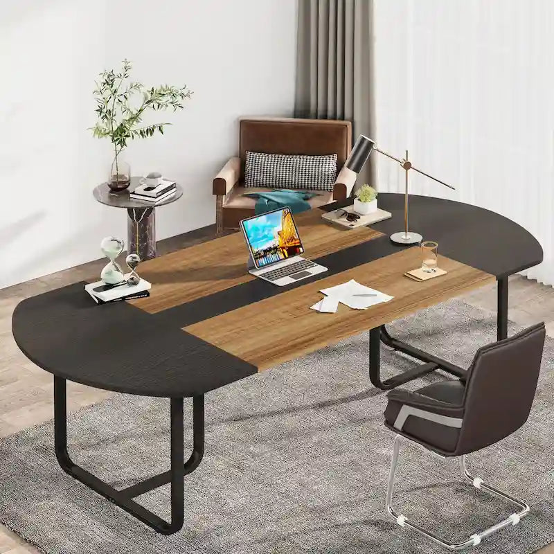 70.86 Modern Oval Curved Executive Computer Desk for Home Office