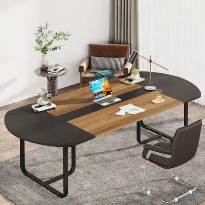 70.86 Modern Oval Curved Executive Computer Desk for Home Office