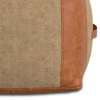 WYNDENHALL Castlebridge Boho Square Pouf in Tan Genuine Leather