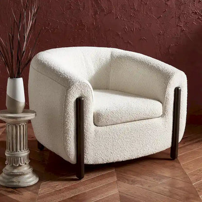 SAFAVIEH Couture Yauheniya Barrel Back Accent Chair - 38 In. W x 34 In. D x 28 In. H - 38Wx34Dx28H