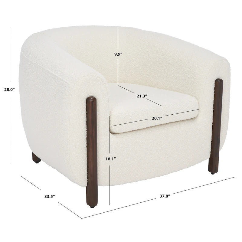 SAFAVIEH Couture Yauheniya Barrel Back Accent Chair - 38 In. W x 34 In. D x 28 In. H - 38Wx34Dx28H