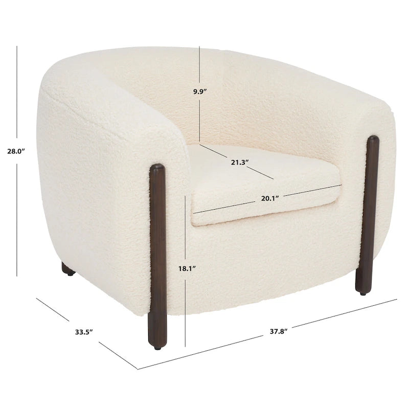 SAFAVIEH Couture Yauheniya Barrel Back Accent Chair - 38 In. W x 34 In. D x 28 In. H - 38Wx34Dx28H