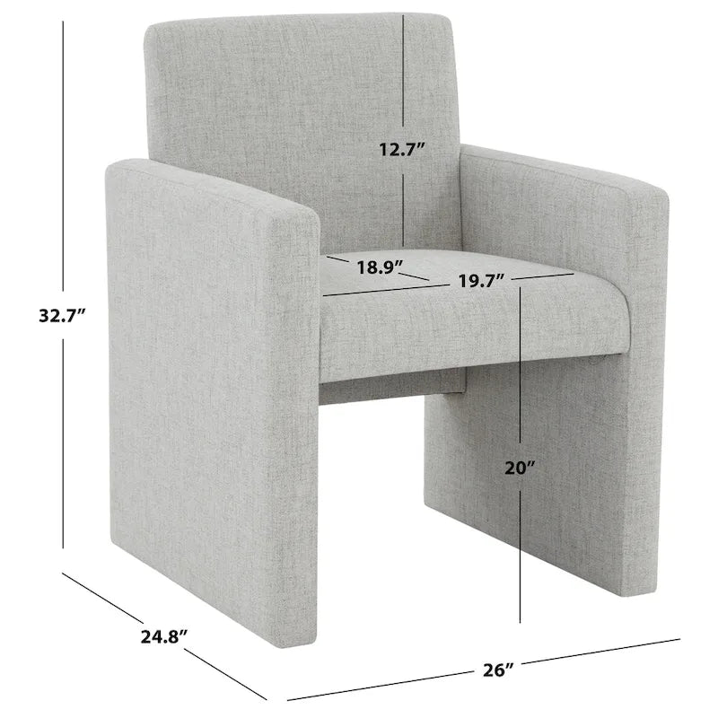 SAFAVIEH Couture Gunna Linen Arm Chair - 26 W x 25 D x 33 H - 26Wx25Dx33H