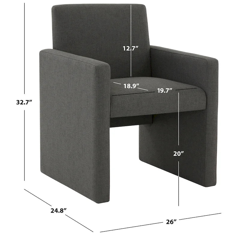 SAFAVIEH Couture Gunna Linen Arm Chair - 26 W x 25 D x 33 H - 26Wx25Dx33H