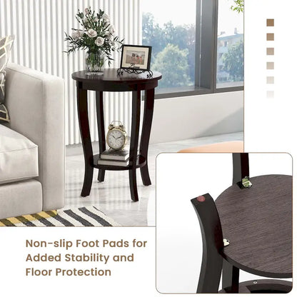 Costway 2 PCS 2-Tier End Table 18 Round Compact Sofa Side Nightstand - See Details